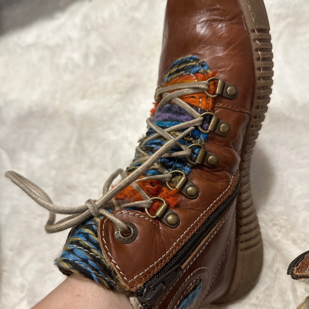 Leather wool booties